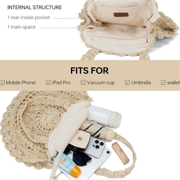 NWT Stylish Round Beach Bag. - Picture 6 of 9